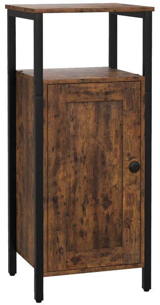 HOMCOM Noptieră în Stil Industrial cu 2 Rafturi Deschise și Raft Interior Reglabil pe 3 Nivele, 34x30x80 cm, Maro Rustic | Aosom Romania