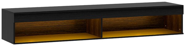HOMCOM Suport TV Plutitor cu Lumini LED pentru Televizoare de Până la 190 cm, Consolă Media cu Raft de Depozitare, 180x40x30 cm, Negru | Aosom Romania