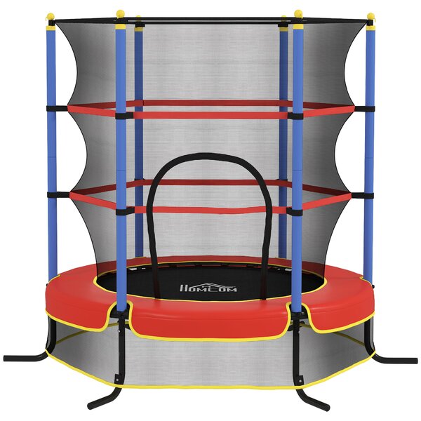 HOMCOM Trambolină pentru Copii 3-10 Ani cu Plasă de Siguranță, Suprafață Elastică cu Țevi Capitonate, Ø175x190 cm, Albastru | Aosom Romania