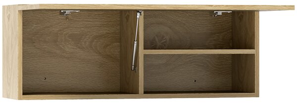 HOMCOM Dulap de Baie Suspendat cu Ușă Rabatabilă și Rafturi din Lemn, 80x25x30 cm, Natural | Aosom Romania