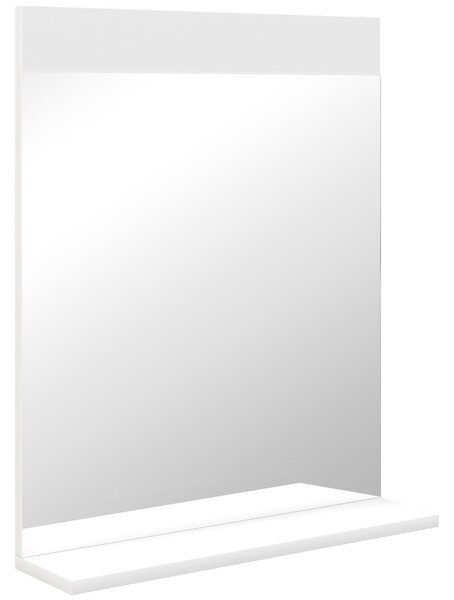 HOMCOM Oglindă de Baie pentru Perete în Stil Modern, Oglindă de Baie cu Raft, 50x12x60 cm, Alb | Aosom Romania