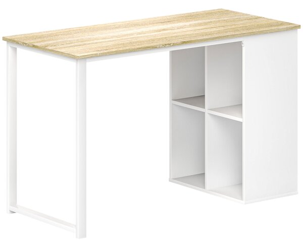 HOMCOM Birou pentru Computer cu 4 Rafturi Deschise și Picioare Antiderapante, 120x54x75 cm, Stejar | Aosom Romania
