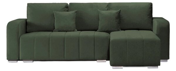 Coltar Extensibil 3 locuri Armando, cu ladă de depozitare, Verde - Gri, 240x147x85 cm