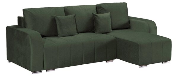 Coltar Extensibil 3 locuri Armando, cu ladă de depozitare, Verde - Gri, 240x147x85 cm