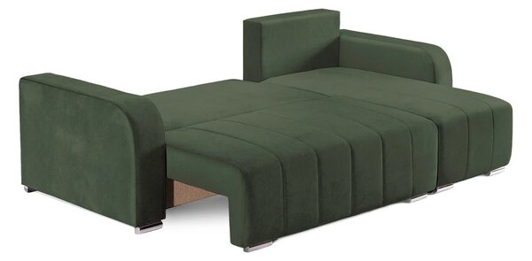 Coltar Extensibil 3 locuri Armando, cu ladă de depozitare, Verde - Gri, 240x147x85 cm