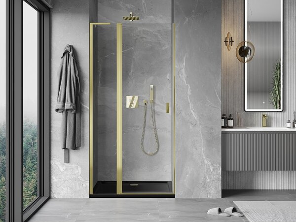 Mexen, Ușă de duș pivotantă Mexen Mist L 90 cm, transparentă, aurie - 8A4L-090-000-50-00