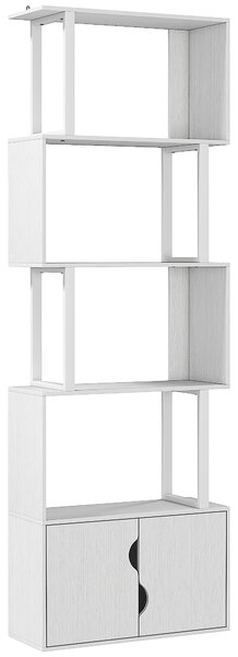 HOMCOM Bibliotecă Modernă cu 5 Rafturi și Dulăpior cu 2 Uși din Lemn Alb | Aosom Romania