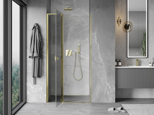Mexen, Ușă de duș pivotantă Mexen Mist L 90 cm, transparentă, aurie - 8A4L-090-000-50-00