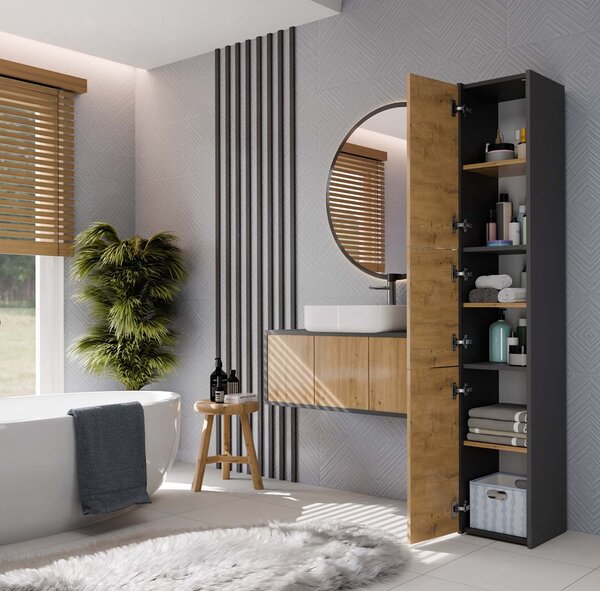 Dulap de baie Samways 2 (antracit + stejar artisan). 1132955