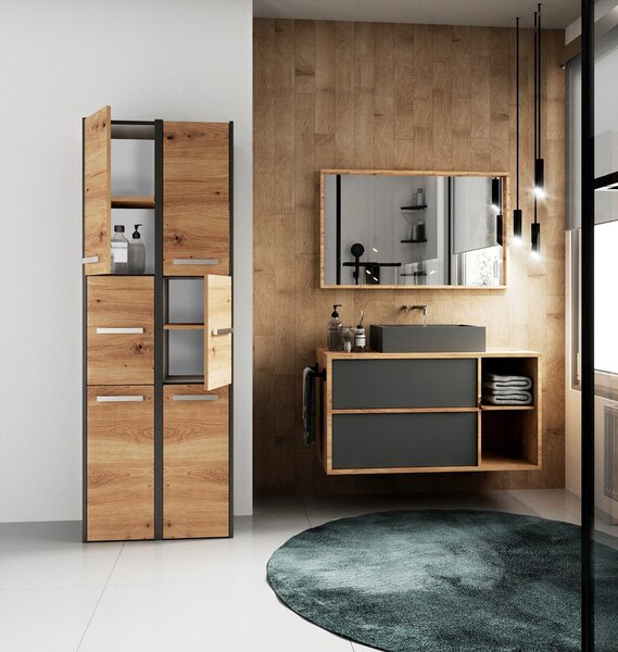 Dulap de baie Samways 2 (antracit + stejar artisan). 1132955