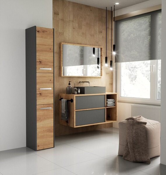 Dulap de baie Samways 2 (antracit + stejar artisan). 1132955