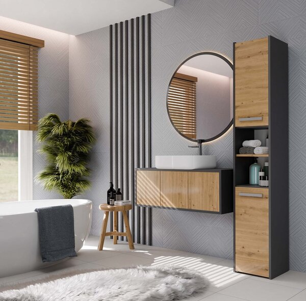 Dulap de baie Samways 1 (antracit + stejar artisan). Promo -16%. 1132950