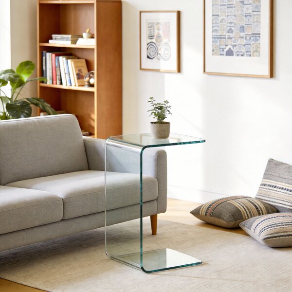 HOMCOM Măsuță din Sticlă Temperată Modernă pentru Living cu Design Monobloc, 80 x 45 x 35 cm, Transparent | Aosom Romania