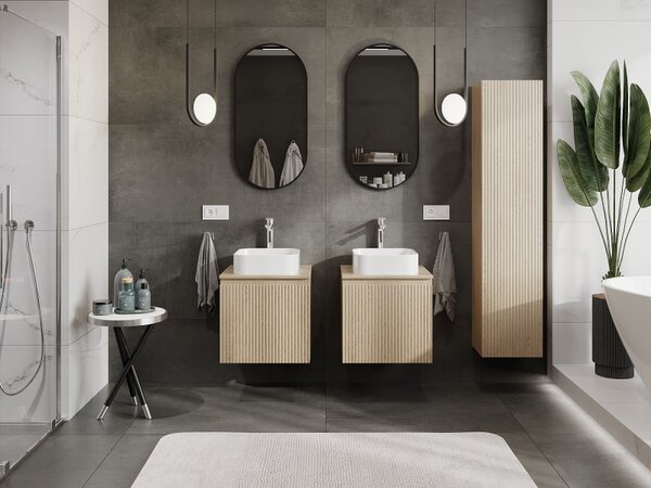 Mexen Rivel, mobilier baie 50 cm, 1 sertar, canelat, stejar, 91A20-05047-1-BF81