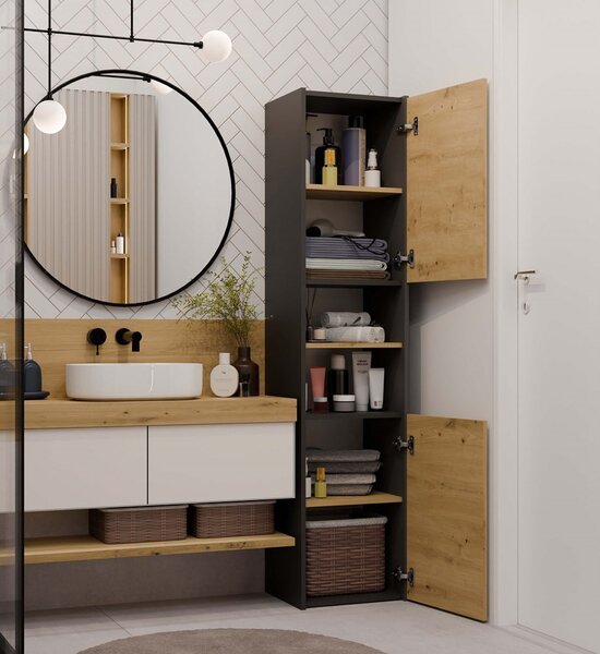 Dulap de baie Samways 3 (antracit + stejar artisan). 1132959