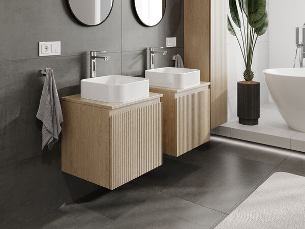 Mexen Rivel, mobilier baie 50 cm, 1 sertar, canelat, stejar, 91A20-05047-1-BF81