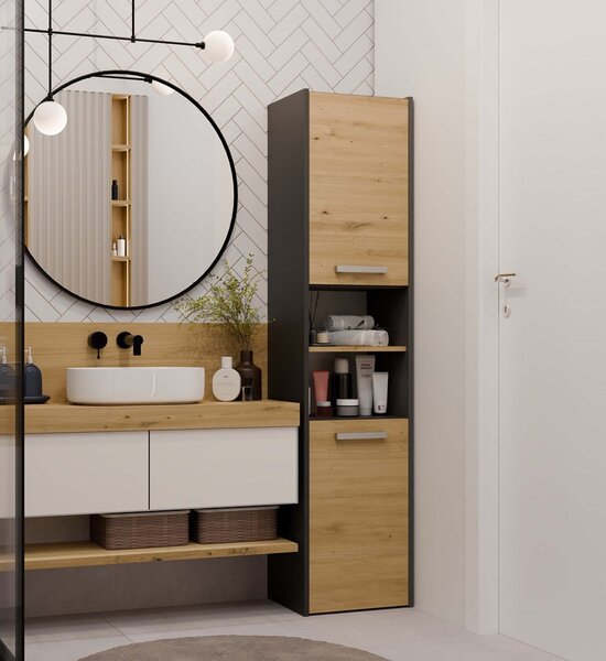 Dulap de baie Samways 3 (antracit + stejar artisan). 1132959