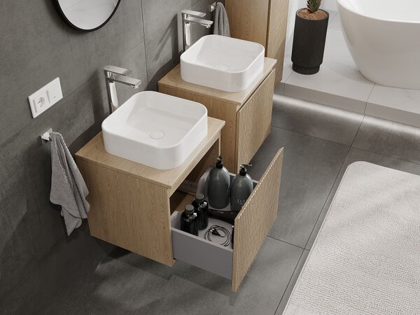 Mexen Rivel, mobilier baie 50 cm, 1 sertar, canelat, stejar, 91A20-05047-1-BF81