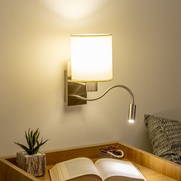 Lampă LED flexibilă de perete Brilagi NUBILA 1xE27/25W/230V+LED/3W crom mat/crem
