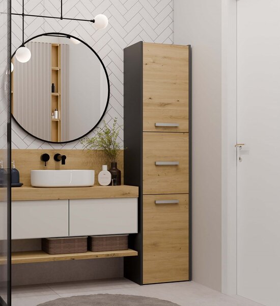 Dulap de baie Samways 4 (antracit + stejar artisan). Promo -20%. 1132964