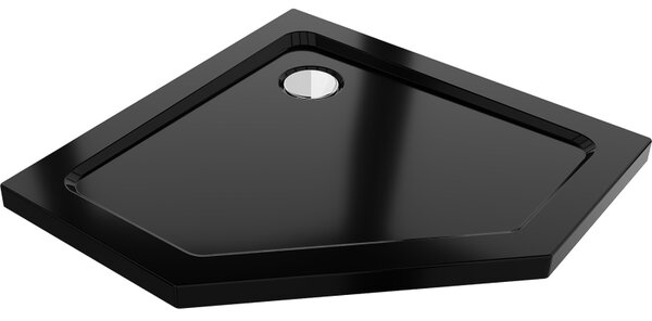 Cădiță de duș Mexen Flat, pentagonală, subțire, 90 x 90 cm, neagră, + sifon cromat - 41P709090