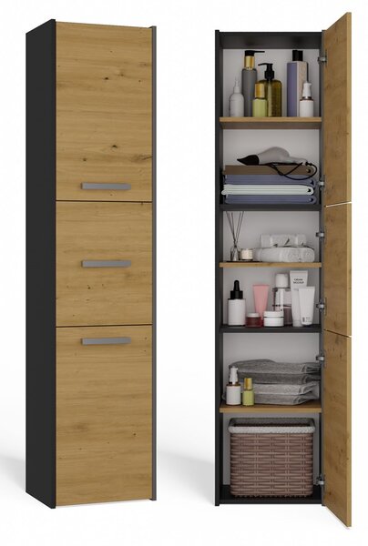 Dulap de baie Samways 4 (antracit + stejar artisan). Promo -20%. 1132964