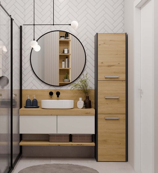 Dulap de baie Samways 4 (antracit + stejar artisan). Promo -20%. 1132964