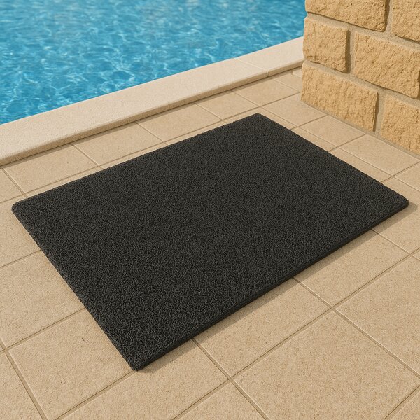 Covor Exterior Interior Spaghetti , Model Curly, Latimea 100 cm, Negru 100 x 100