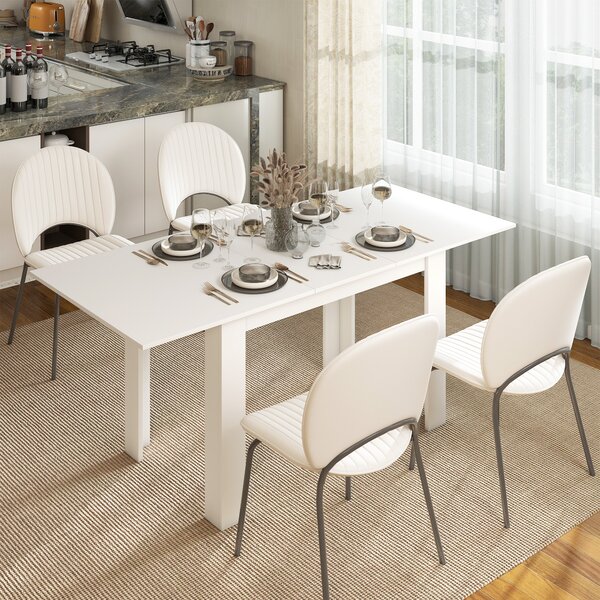 HOMCOM Masă extensibilă 140-180x80cm, albă, pentru 6-8 persoane, pentru spații mici | Aosom Romania
