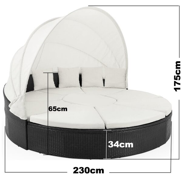 Deuba Pat de gradina din ratan Ø230cm - negru