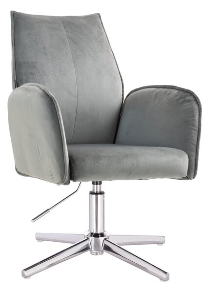 HR280CROSS Scaun Gray din Catifea cu Bază Cromata