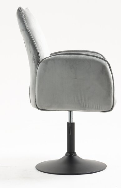 HR280N Scaun Gray din Catifea cu Bază Neagră