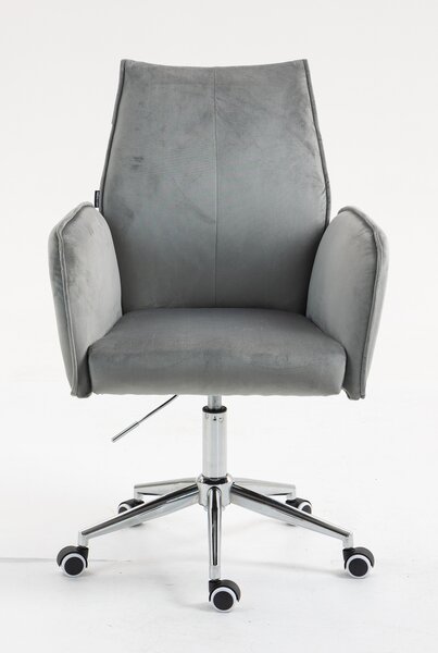 HR280K Scaun Gray din Catifea cu Bază Cromata