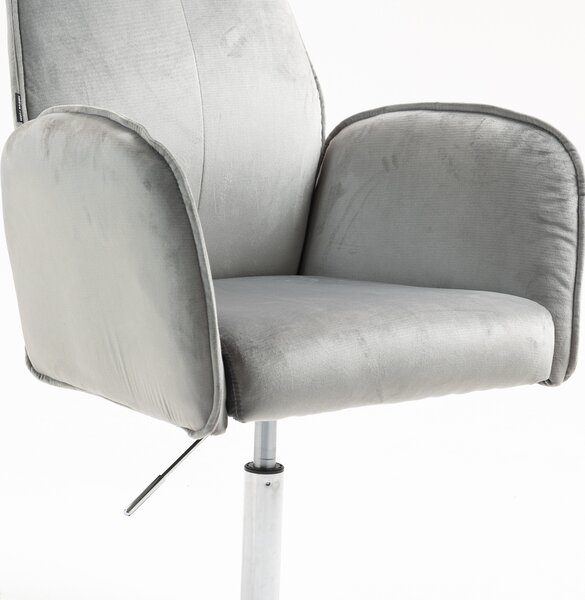 HR280N Scaun Gray din Catifea cu Bază Cromata