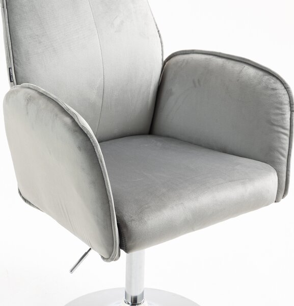 HR280N Scaun Gray din Catifea cu Bază Cromata