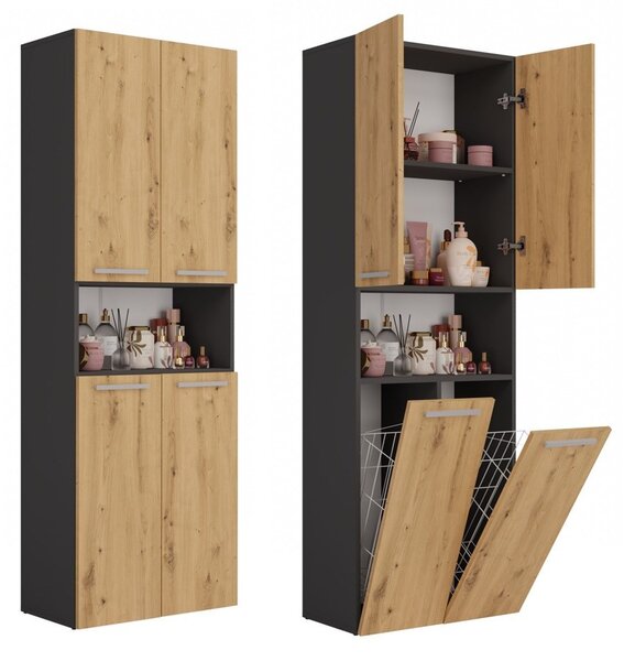 Dulap de baie Neltossa 6 (antracit + stejar artisan). Promo -12%. 1132996
