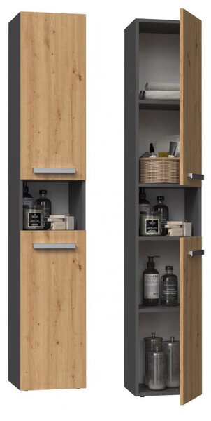 Dulap de baie Neltossa 7 (antracit + stejar artisan). Promo -12%. 1133000