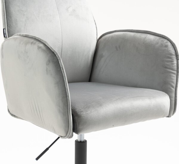 HR280N Scaun Gray din Catifea cu Bază Neagră