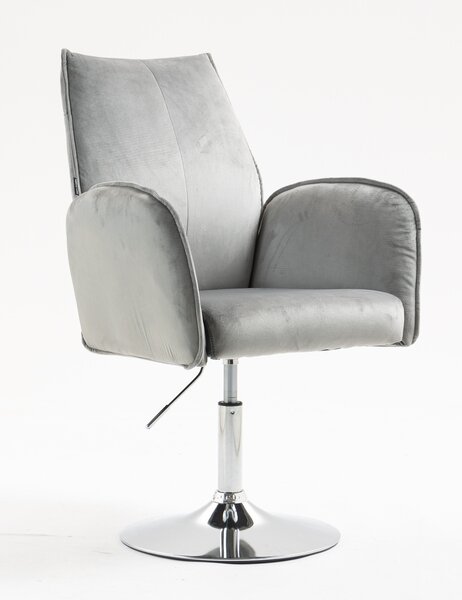 HR280N Scaun Gray din Catifea cu Bază Cromata