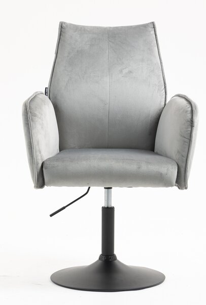 HR280N Scaun Gray din Catifea cu Bază Neagră