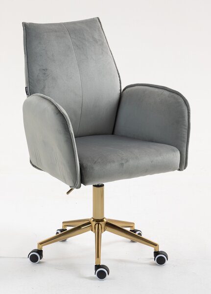 HR280K Scaun Gray din Catifea cu Bază Aurie