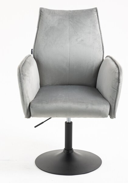 HR280N Scaun Gray din Catifea cu Bază Neagră