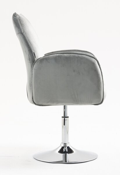 HR280N Scaun Gray din Catifea cu Bază Cromata
