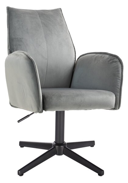 HR280CROSS Scaun Gray din Catifea cu Bază Neagră