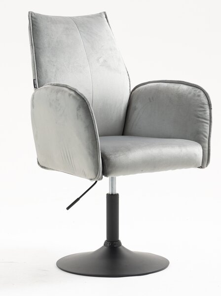 HR280N Scaun Gray din Catifea cu Bază Neagră