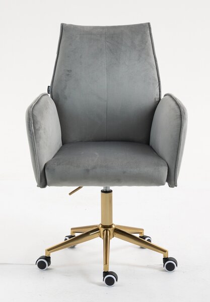 HR280K Scaun Gray din Catifea cu Bază Aurie