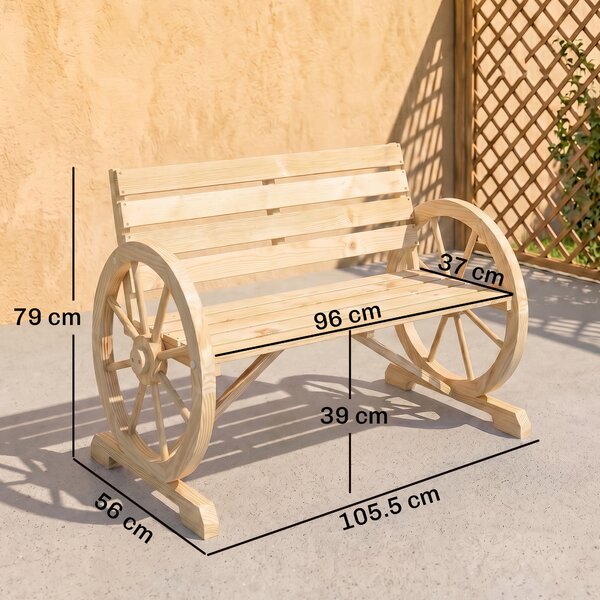 Outsunny Banca Country Fonta 127×60×85 cm – 2‑locuri cu Cotiere Rotative Neagra | Aosom Romania