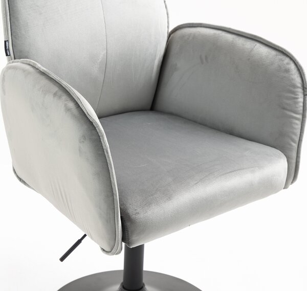 HR280N Scaun Gray din Catifea cu Bază Neagră