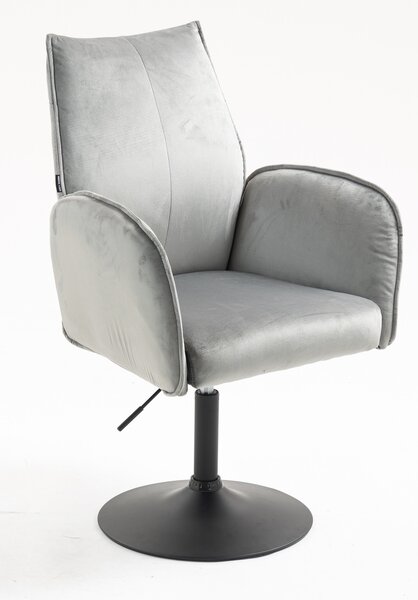 HR280N Scaun Gray din Catifea cu Bază Neagră