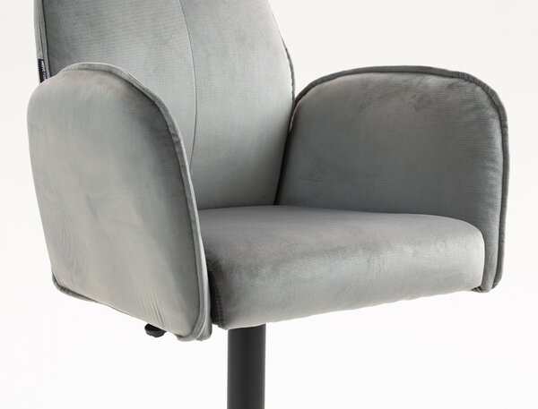 HR280W Scaun Gray din Catifea cu Bază Neagră